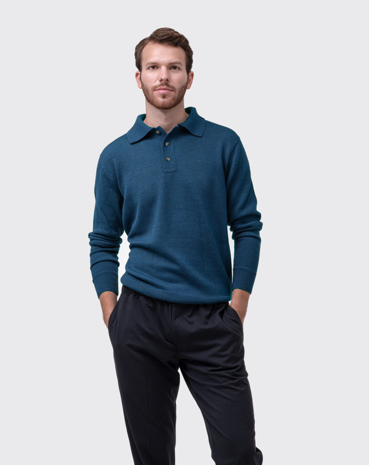 The Alpaca Polo Sweater in Marine
