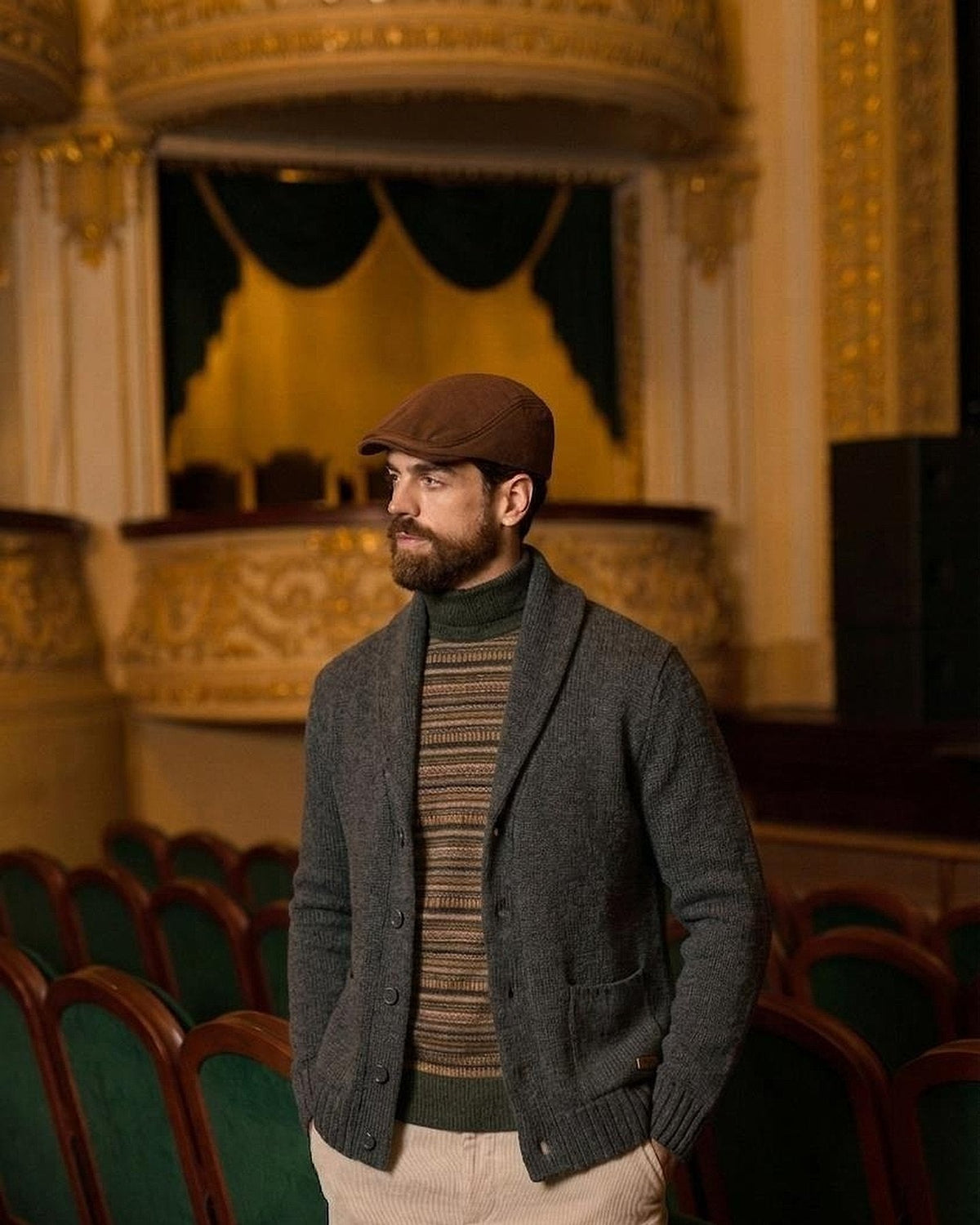 The Coropuna Shawl Cardigan, worn
