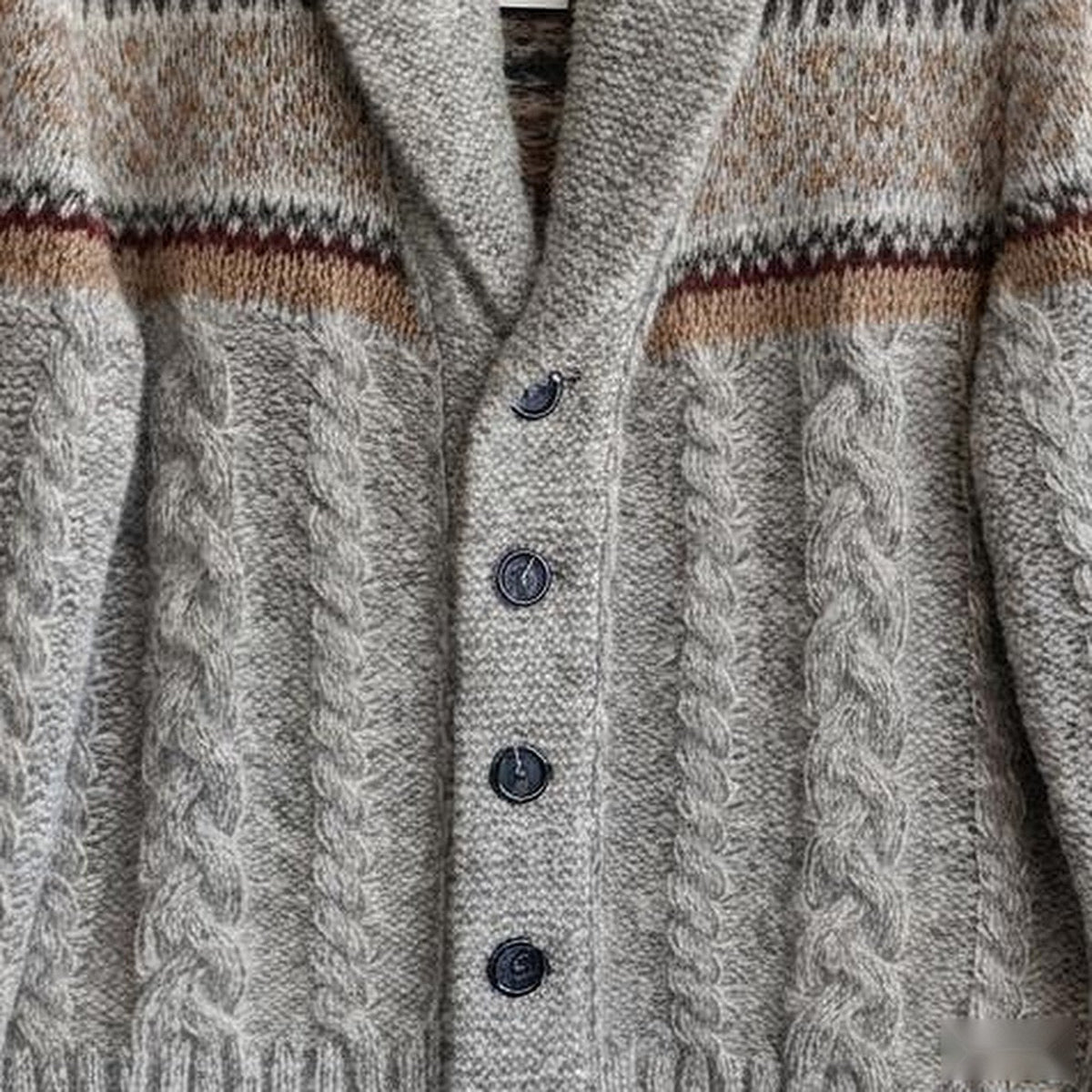 The Sibayo Shawl Cardigan, button detail